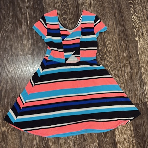 Girls Total Girl Striped Kids Dress in Pink, Blue, and Black size Medium - Picture 2 of 4